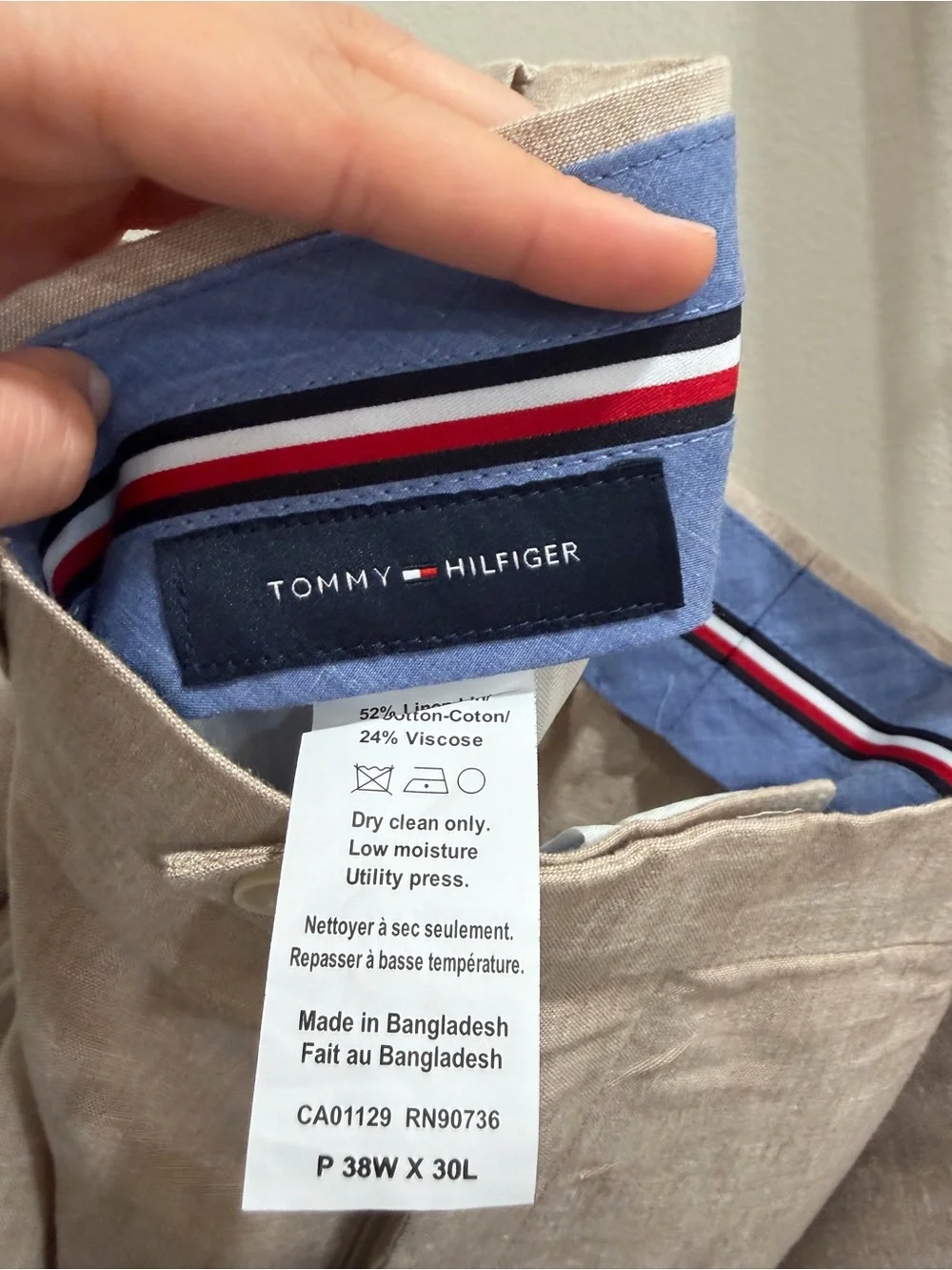Tommy Hilfiger Men's Linen Dress Pants in Light Beige